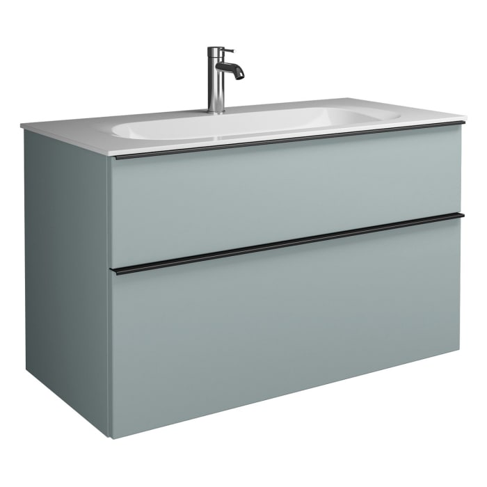 burgbad Fiumo Mineralguss-Waschtisch mit Unterschrank 102 cm, mit Griff G0200