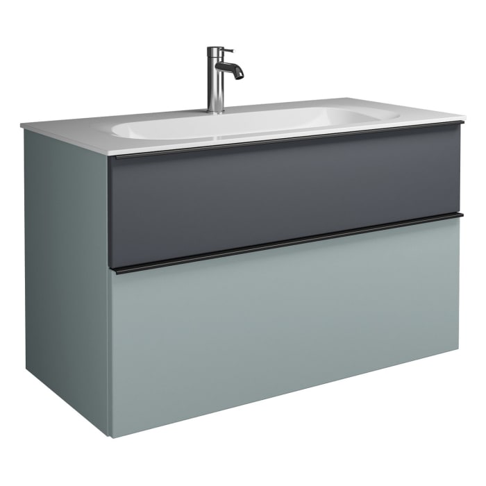 burgbad Fiumo Mineralguss-Waschtisch mit Unterschrank 102 cm, mit Griff G0200