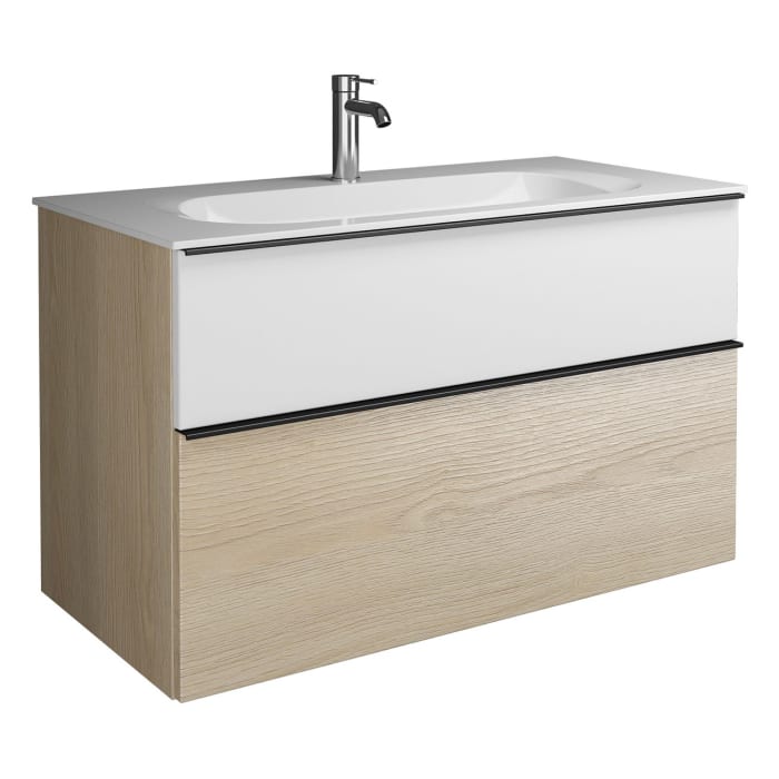 burgbad Fiumo Mineralguss-Waschtisch mit Unterschrank 102 cm, mit Griff G0200