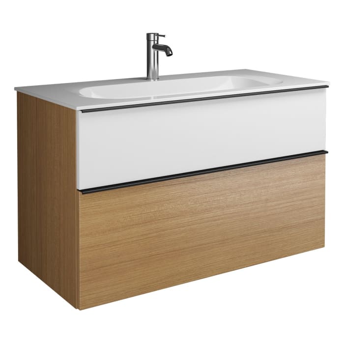 burgbad Fiumo Mineralguss-Waschtisch mit Unterschrank 102 cm, mit Griff G0200