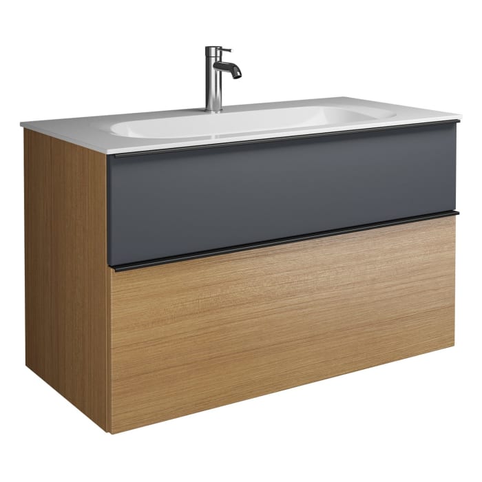 burgbad Fiumo Mineralguss-Waschtisch mit Unterschrank 102 cm, mit Griff G0200