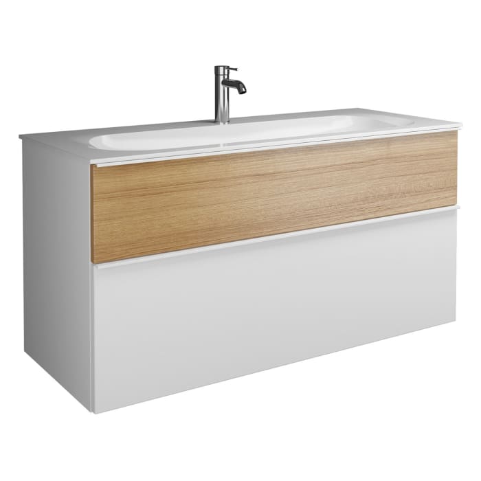 burgbad Fiumo Mineralguss-Waschtisch mit Unterschrank 122 cm, mit 1 Hahnloch, mit Griff G0223