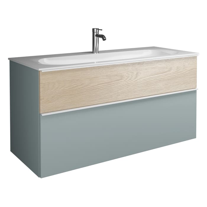 burgbad Fiumo Mineralguss-Waschtisch mit Unterschrank 122 cm, mit 1 Hahnloch, mit Griff G0223