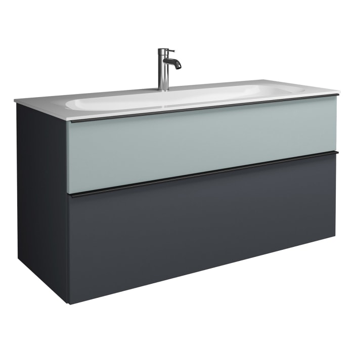 burgbad Fiumo Mineralguss-Waschtisch mit Unterschrank 122 cm, mit 1 Hahnloch, mit Griff G0200
