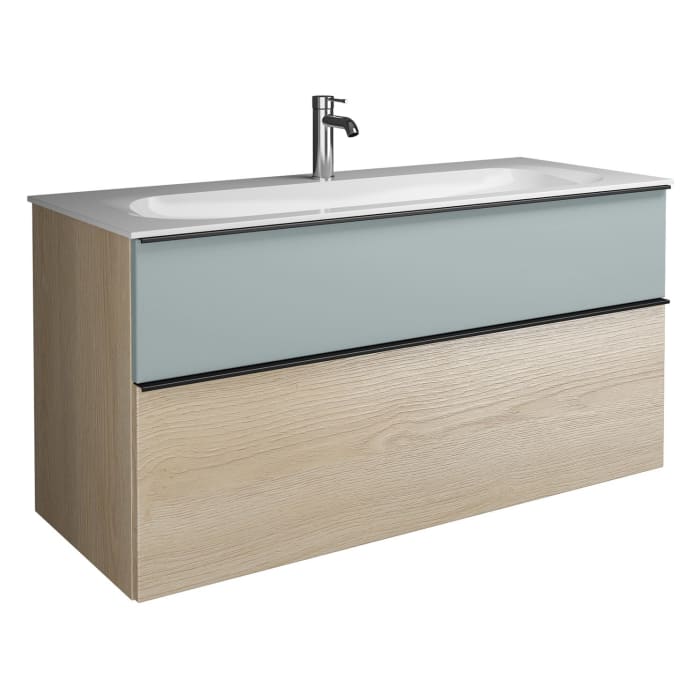 burgbad Fiumo Mineralguss-Waschtisch mit Unterschrank 122 cm, mit 1 Hahnloch, mit Griff G0200