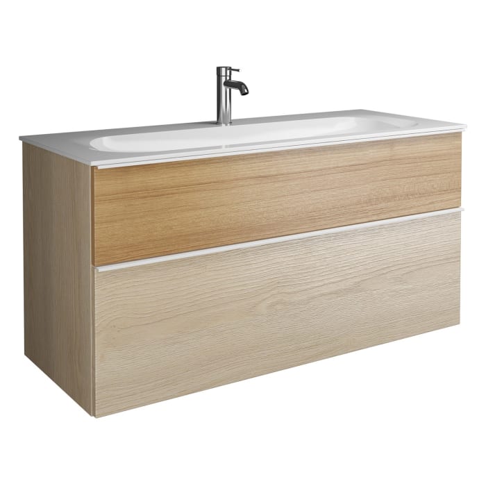 burgbad Fiumo Mineralguss-Waschtisch mit Unterschrank 122 cm, mit 1 Hahnloch, mit Griff G0223