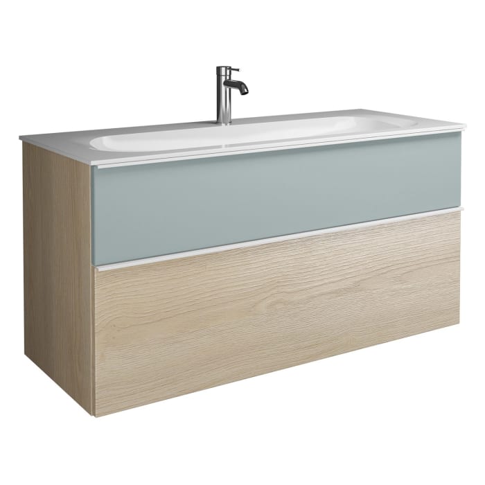 burgbad Fiumo Mineralguss-Waschtisch mit Unterschrank 122 cm, mit 1 Hahnloch, mit Griff G0223