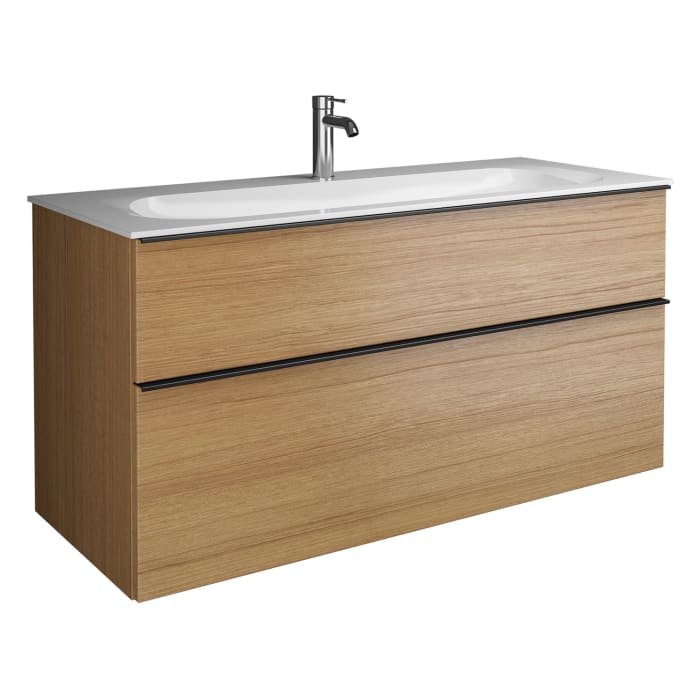 burgbad Fiumo Mineralguss-Waschtisch mit Unterschrank 122 cm, mit 1 Hahnloch, mit Griff G0200