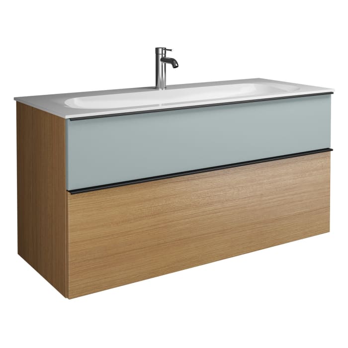 burgbad Fiumo Mineralguss-Waschtisch mit Unterschrank 122 cm, mit 1 Hahnloch, mit Griff G0200