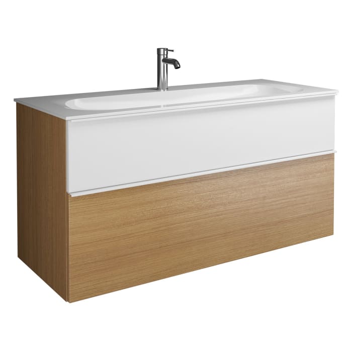 burgbad Fiumo Mineralguss-Waschtisch mit Unterschrank 122 cm, mit 1 Hahnloch, mit Griff G0223