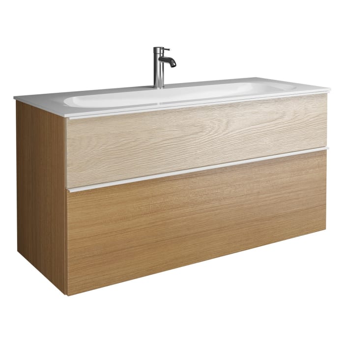 burgbad Fiumo Mineralguss-Waschtisch mit Unterschrank 122 cm, mit 1 Hahnloch, mit Griff G0223