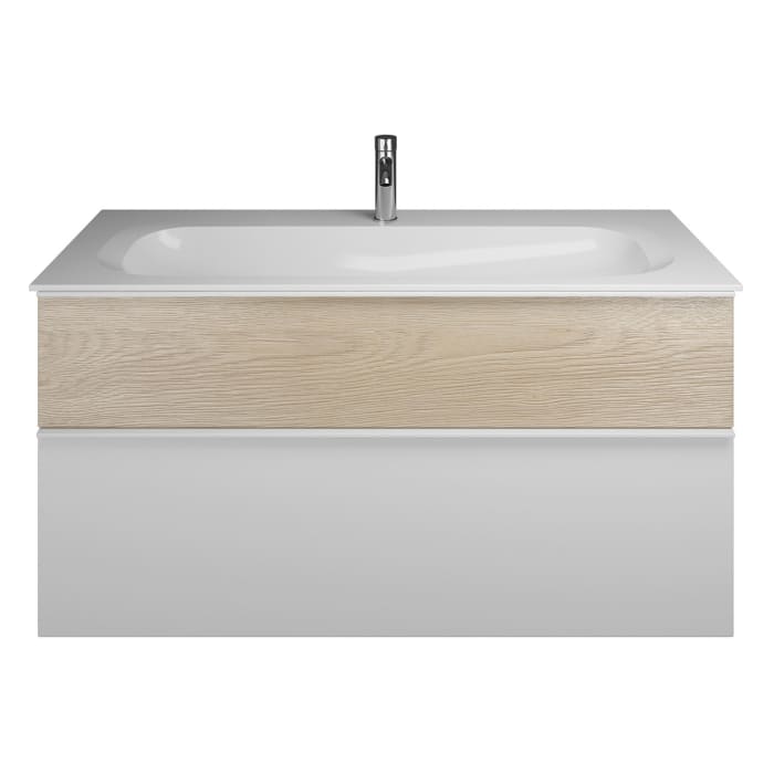 burgbad Fiumo Mineralguss-Waschtisch mit Unterschrank 122 cm, mit 1 Hahnloch, mit Griff G0223