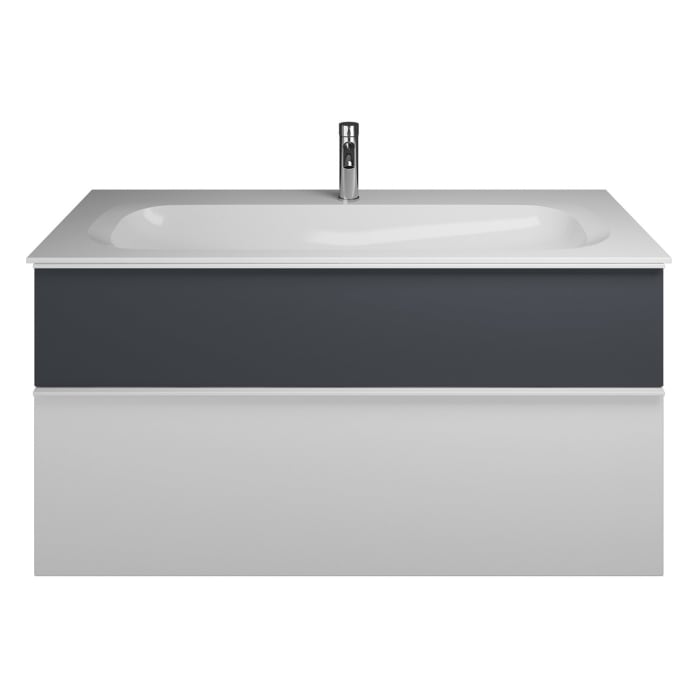 burgbad Fiumo Mineralguss-Waschtisch mit Unterschrank 122 cm, mit 1 Hahnloch, mit Griff G0223