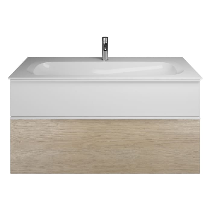 burgbad Fiumo Mineralguss-Waschtisch mit Unterschrank 122 cm, mit 1 Hahnloch, mit Griff G0223