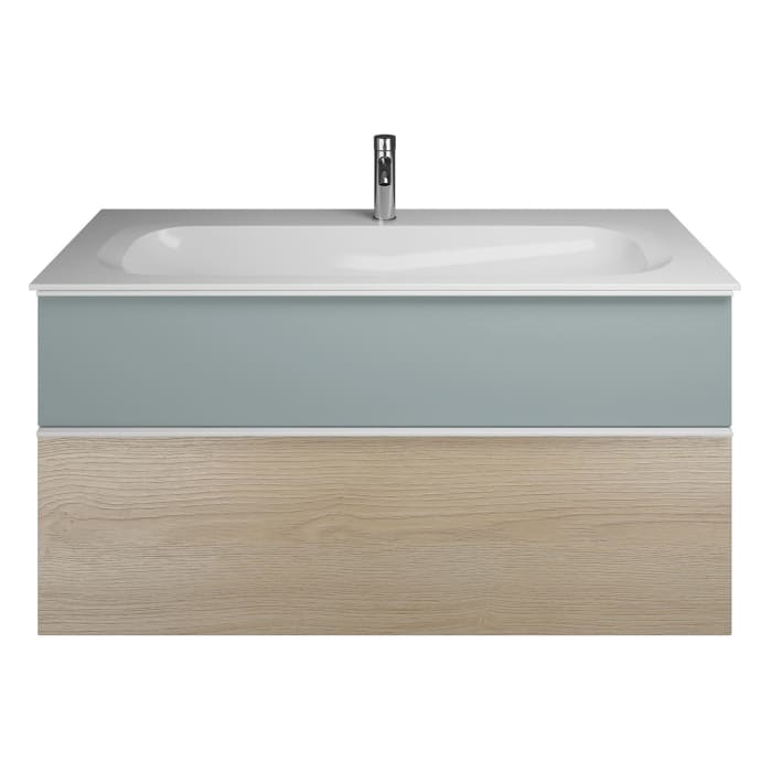 burgbad Fiumo Mineralguss-Waschtisch mit Unterschrank 122 cm, mit 1 Hahnloch, mit Griff G0223