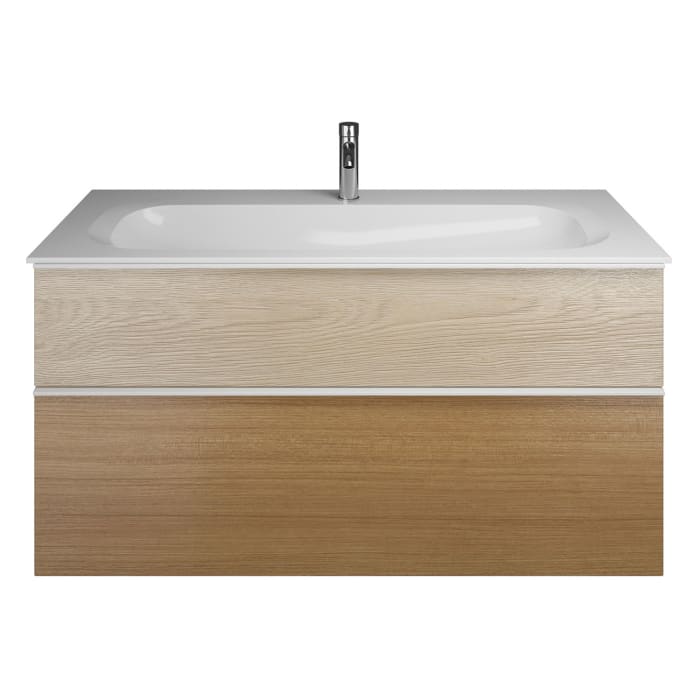 burgbad Fiumo Mineralguss-Waschtisch mit Unterschrank 122 cm, mit 1 Hahnloch, mit Griff G0223