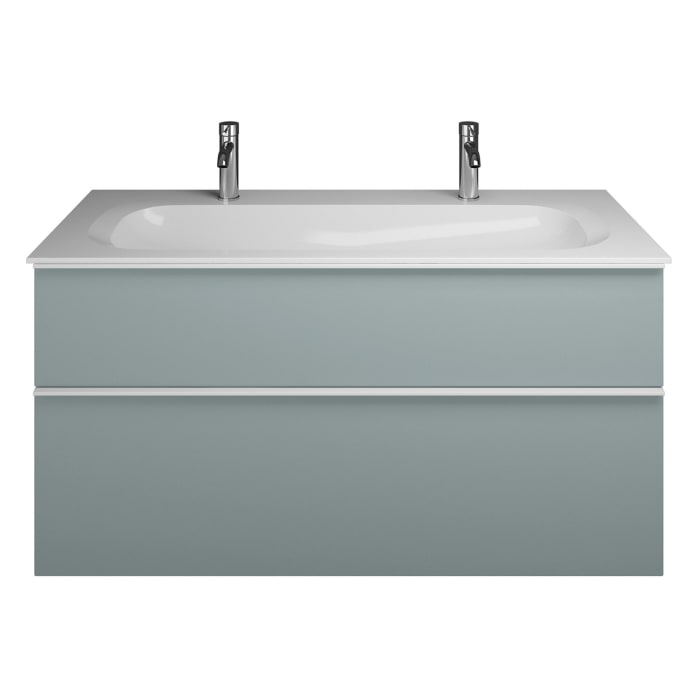 burgbad Fiumo Mineralguss-Waschtisch mit Unterschrank 122 cm, mit 2 Hahnlöcher, mit Griff G0223