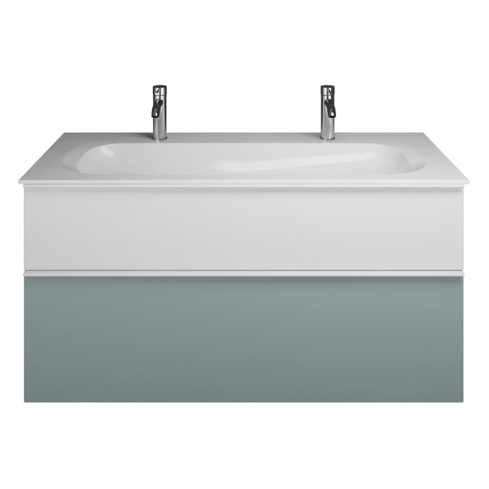 burgbad Fiumo Mineralguss-Waschtisch mit Unterschrank 122 cm, mit 2 Hahnlöcher, mit Griff G0223