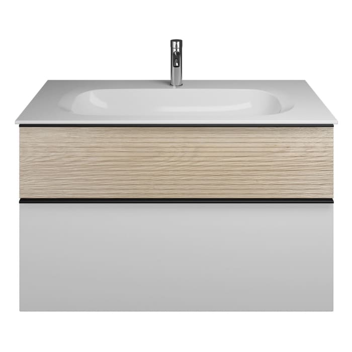 burgbad Fiumo Mineralguss-Waschtisch mit Unterschrank 102 cm, mit Griff G0200, oben mit Plissée-Struktur