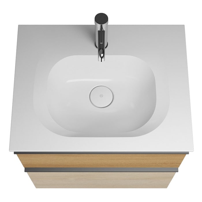 burgbad Fiumo Mineralguss-Waschtisch mit Unterschrank 62 cm, mit Griff G0200