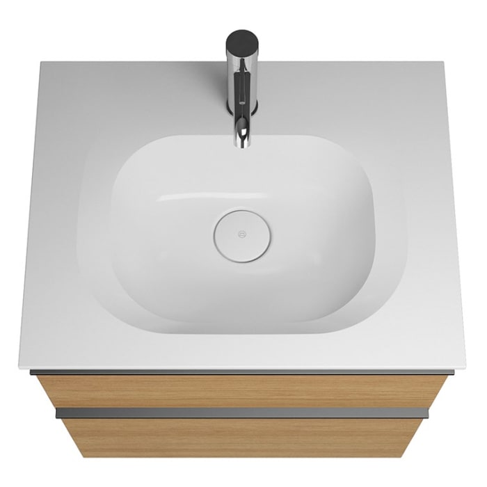 burgbad Fiumo Mineralguss-Waschtisch mit Unterschrank 62 cm, mit Griff G0200