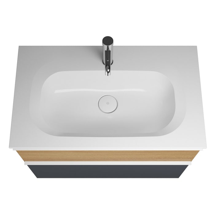 burgbad Fiumo Mineralguss-Waschtisch mit Unterschrank 82 cm, mit Griff G0223