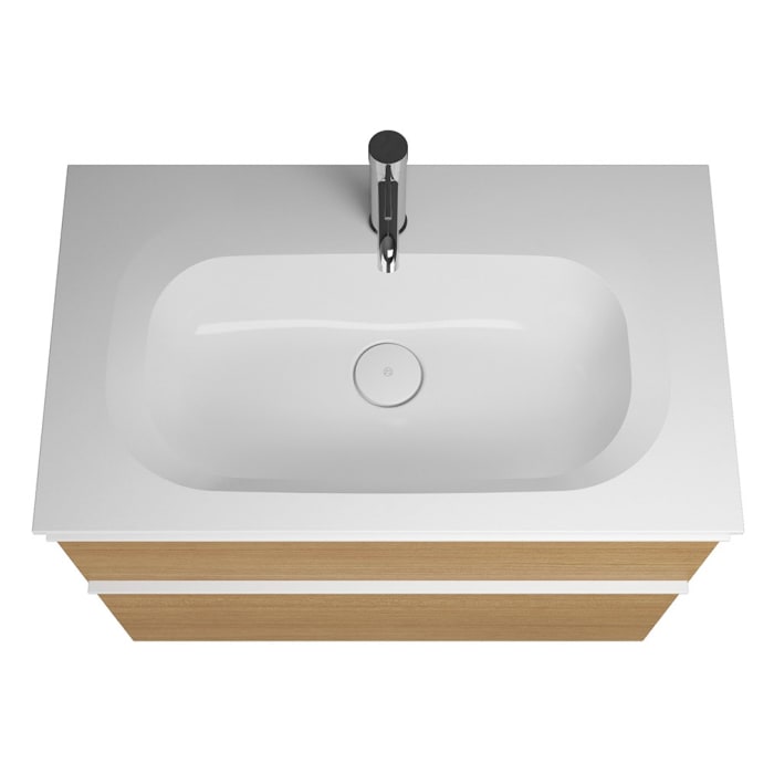 burgbad Fiumo Mineralguss-Waschtisch mit Unterschrank 82 cm, mit Griff G0223