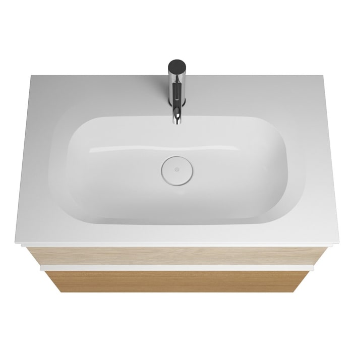 burgbad Fiumo Mineralguss-Waschtisch mit Unterschrank 82 cm, mit Griff G0223