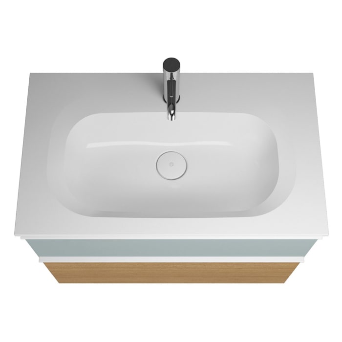 burgbad Fiumo Mineralguss-Waschtisch mit Unterschrank 82 cm, mit Griff G0223