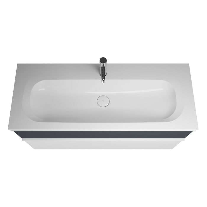 burgbad Fiumo Mineralguss-Waschtisch mit Unterschrank 122 cm, mit 1 Hahnloch, mit Griff G0223