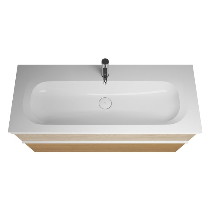 burgbad Fiumo Mineralguss-Waschtisch mit Unterschrank 122 cm, mit 1 Hahnloch, mit Griff G0223