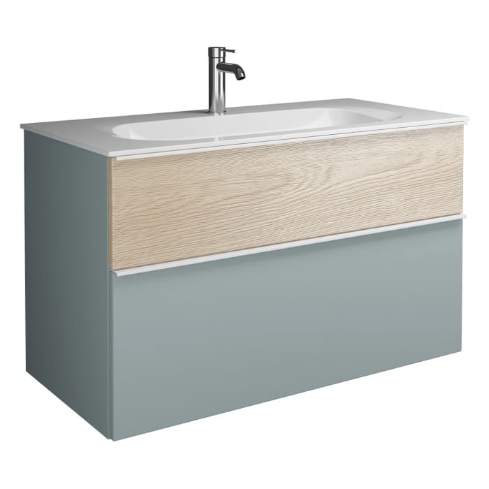 burgbad Fiumo Mineralguss-Waschtisch mit Unterschrank 102 cm, mit Griff G0223