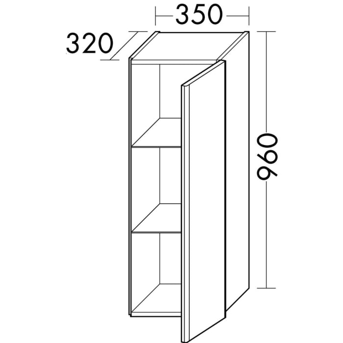 burgbad Iveo Halbhoher Schrank 35 x 32 x 96 cm Rechts
