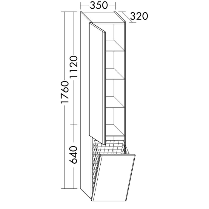 burgbad Iveo Hochschrank 35 x 32 x 176 cm Links