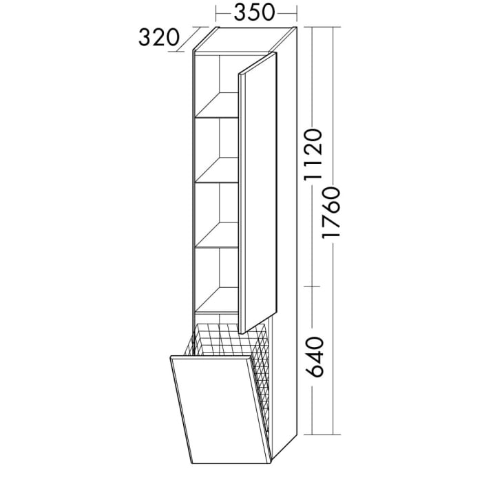 burgbad Iveo Hochschrank 35 x 32 x 176 cm Rechts