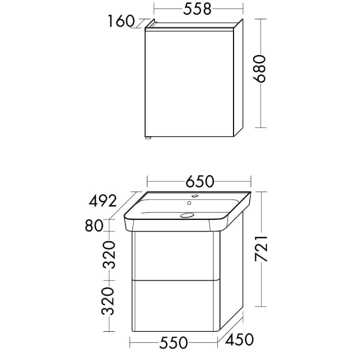 burgbad Iveo Möbelkombination 65 cm inkl. Keramik-Waschtisch