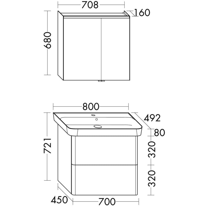burgbad Iveo Möbelkombination 80 cm inkl. Keramik-Waschtisch