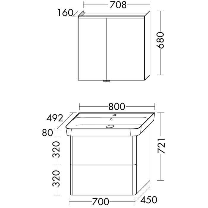 burgbad Iveo Möbelkombination 80 cm inkl. Keramik-Waschtisch