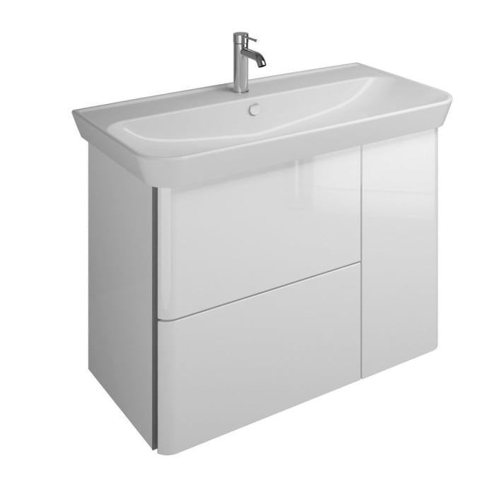 burgbad Iveo Waschtischkombination mit Keramik-Waschtisch 100 cm Version Links