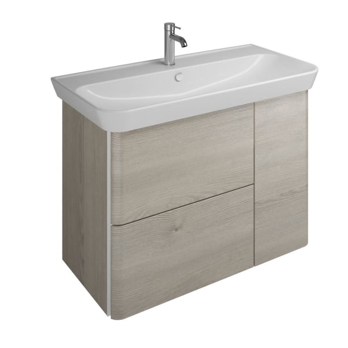 burgbad Iveo Waschtischkombination mit Keramik-Waschtisch 100 cm Version Links