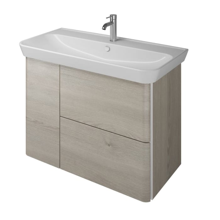 burgbad Iveo Waschtischkombination mit Keramik-Waschtisch 100 cm Version Rechts