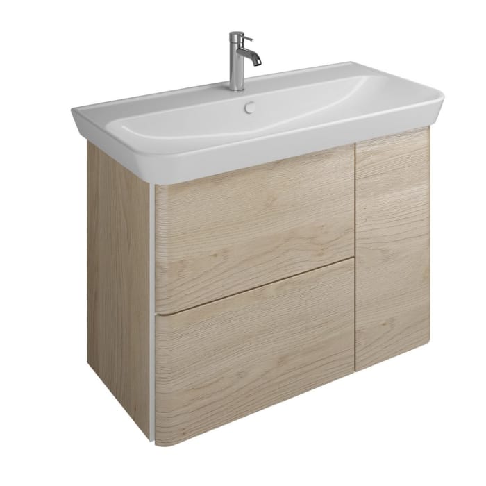 burgbad Iveo Waschtischkombination mit Keramik-Waschtisch 100 cm Version Links