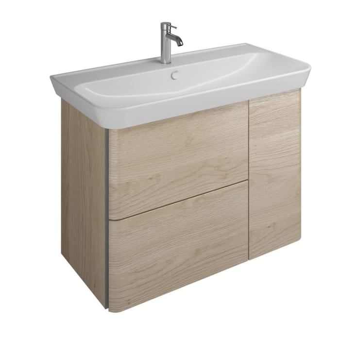 burgbad Iveo Waschtischkombination mit Keramik-Waschtisch 100 cm Version Links