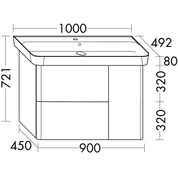 burgbad Iveo Waschtischkombination mit Keramik-Waschtisch 100 cm Version Links