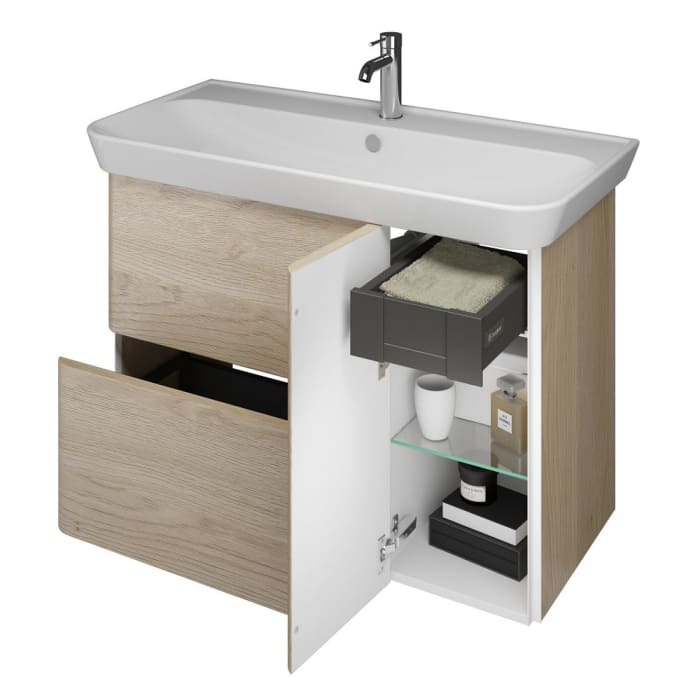 burgbad Iveo Waschtischkombination mit Keramik-Waschtisch 100 cm Version Links