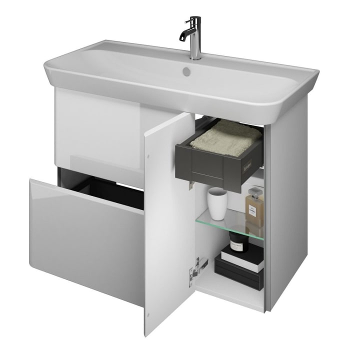 burgbad Iveo Waschtischkombination mit Keramik-Waschtisch 100 cm Version Links