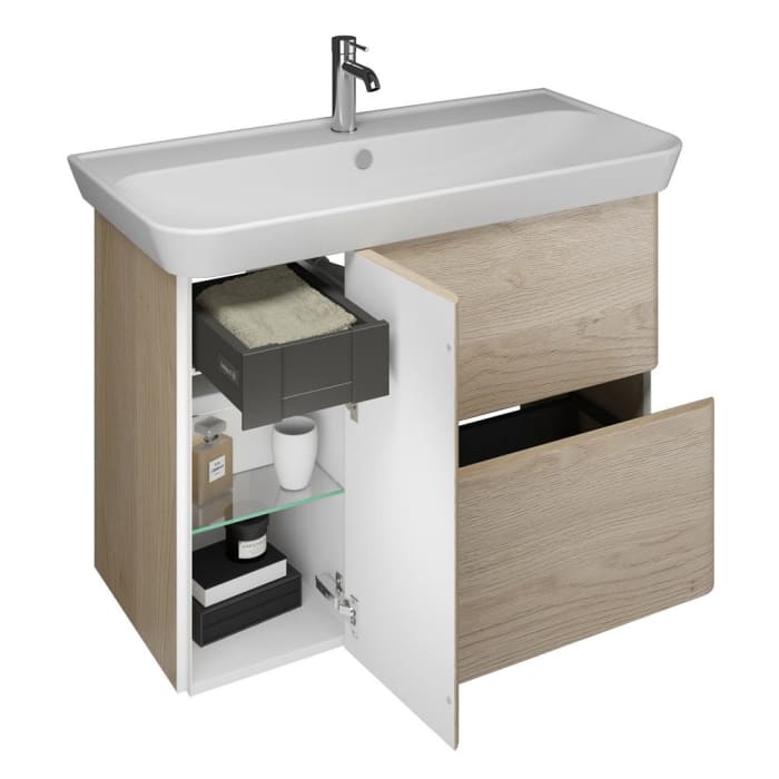 burgbad Iveo Waschtischkombination mit Keramik-Waschtisch 100 cm Version Rechts