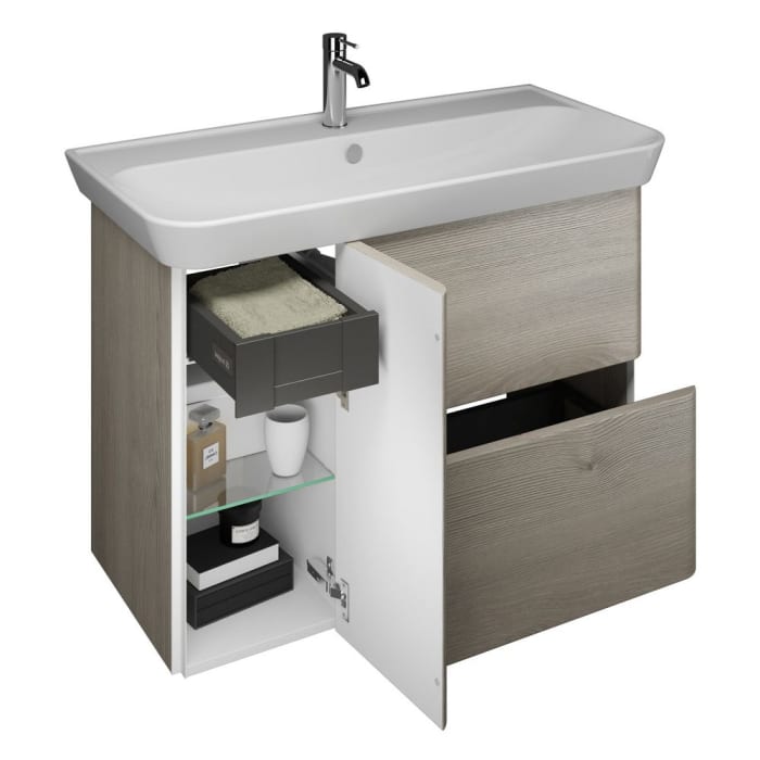 burgbad Iveo Waschtischkombination mit Keramik-Waschtisch 100 cm Version Rechts