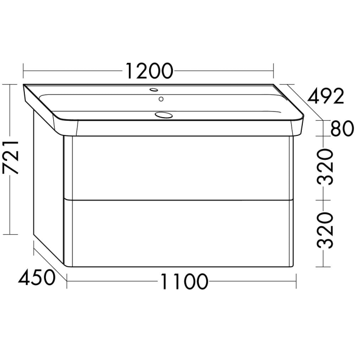 burgbad Iveo Waschtischkombination mit Keramik-Waschtisch 120 cm