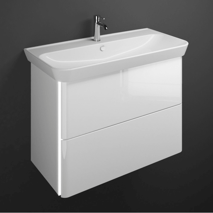 burgbad Iveo Waschtischkombination mit Keramik-Waschtisch und LED-Beleuchtung 100 cm